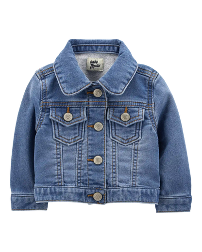 Baby Girl Knit-Like Denim Jacket - Dark Wash