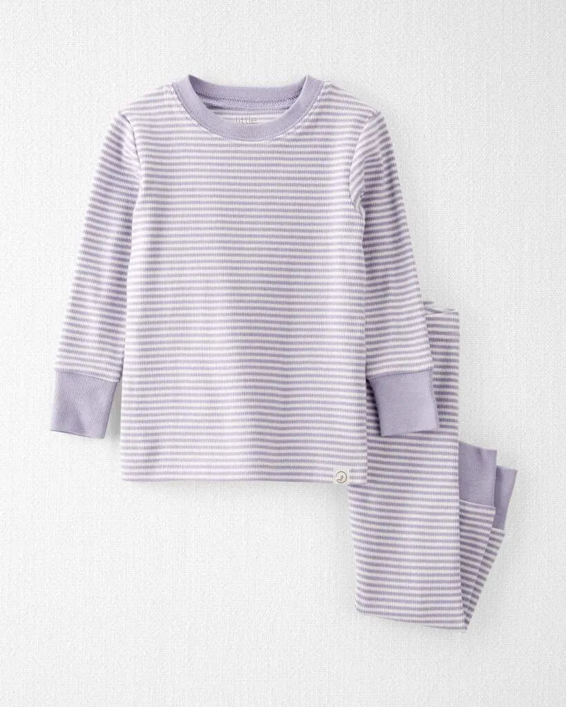 Baby Girl Striped Organic Cotton Ribbed 2-Piece Pajamas