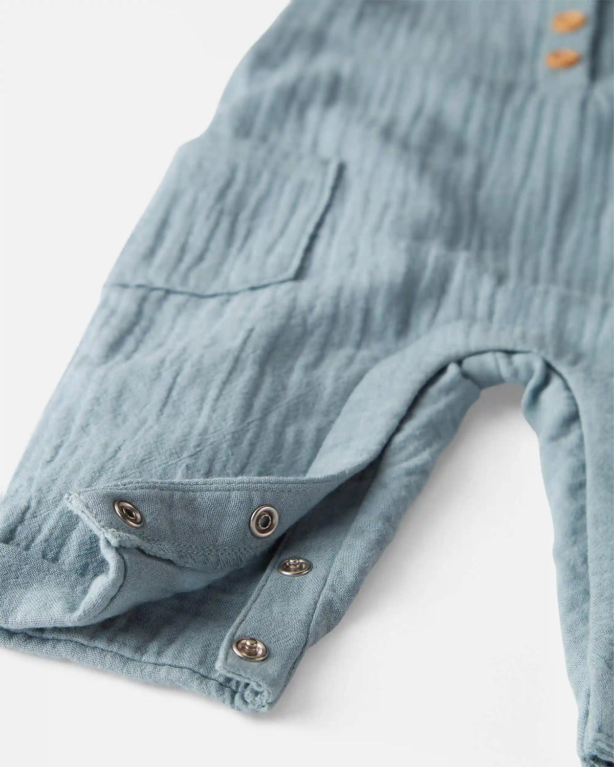 Baby Organic Cotton Gauze Overalls in Blue