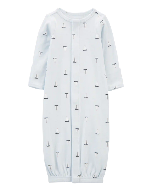 Baby Boy Preemie Sailboat Sleeper Gown