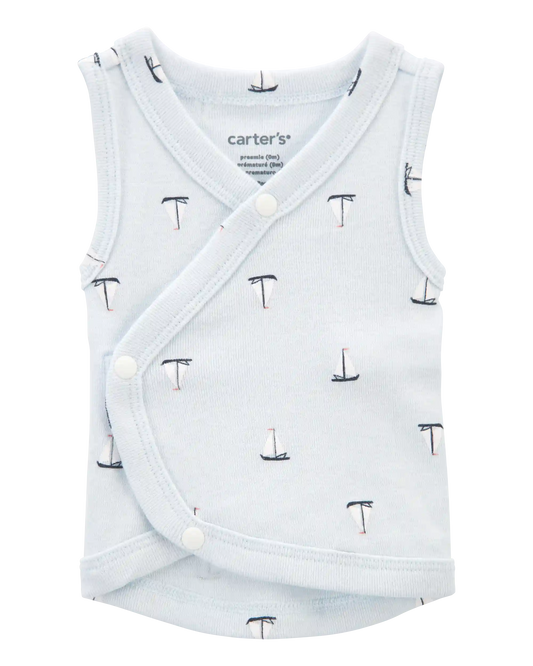 Baby Boy Preemie Sailboat Tank - Blue