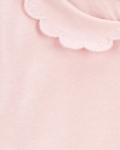 Baby Scalloped Collar Short-Sleeve Bodysuit - Pink