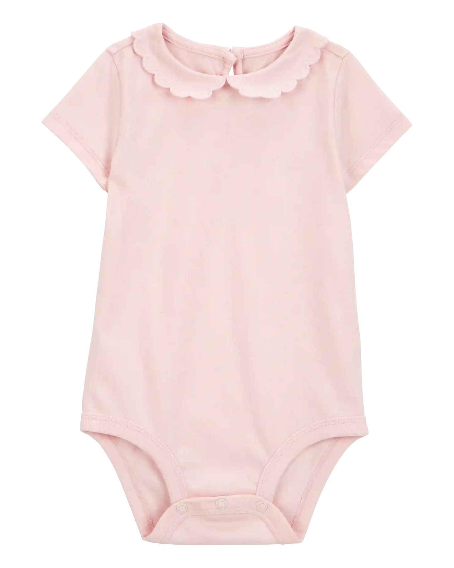 Baby Scalloped Collar Short-Sleeve Bodysuit - Pink