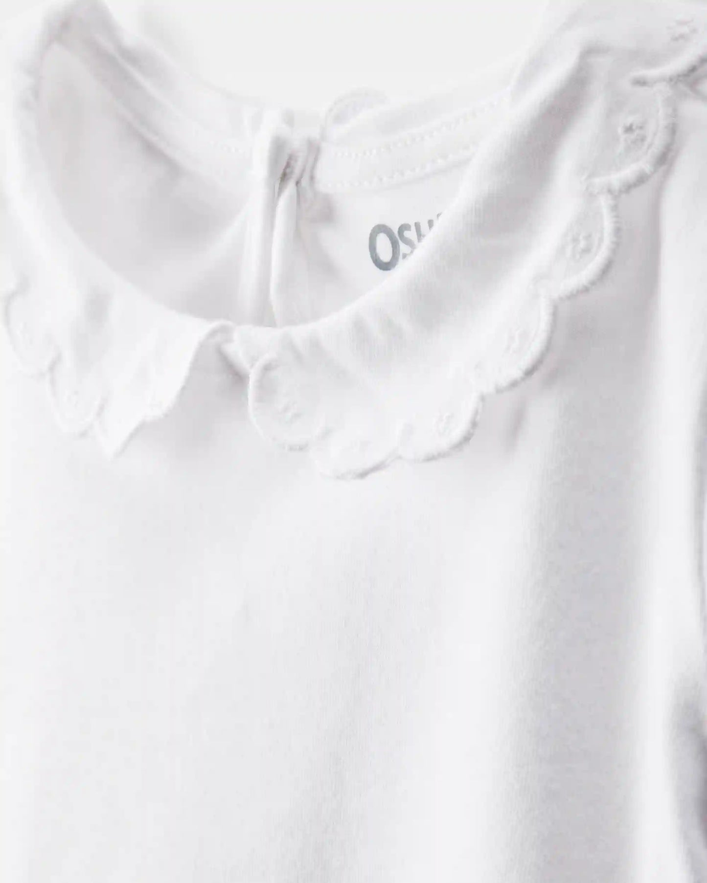 Baby Scalloped Collar Short-Sleeve Bodysuit - White