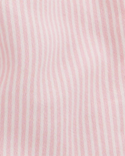 Baby Knit Denim Hickory Stripe Overalls - Pink