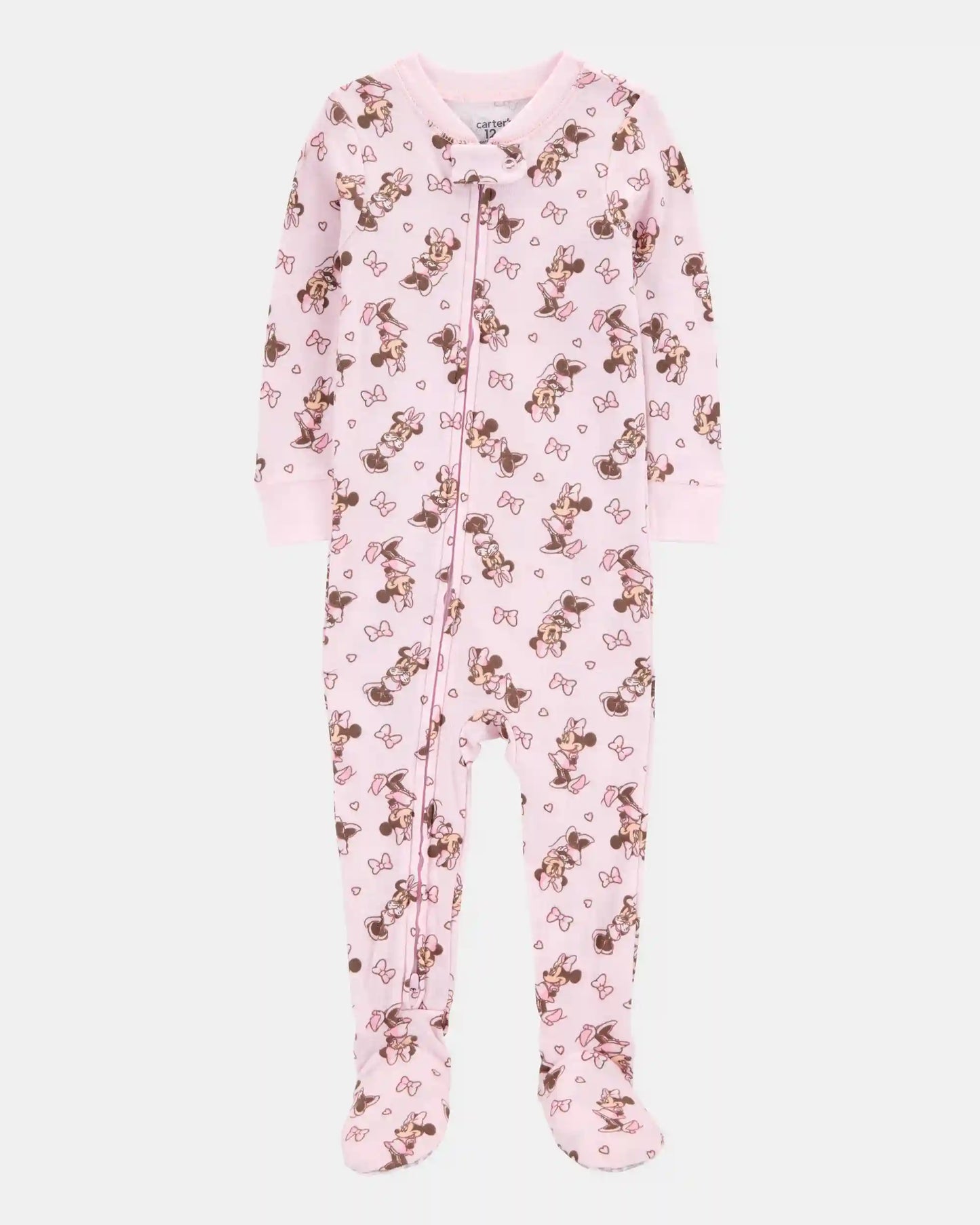 Baby Girl Disney© Minnie Mouse Snug Fit Cotton Footie 1-Piece Pajamas - Pink