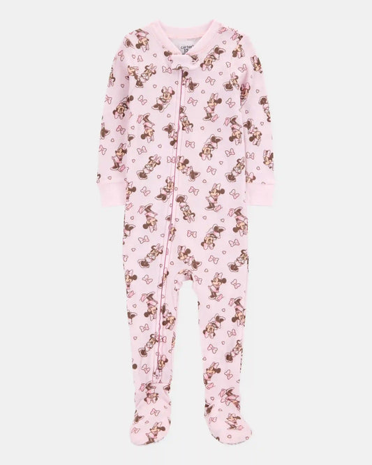Baby Girl Disney© Minnie Mouse Snug Fit Cotton Footie 1-Piece Pajamas - Pink