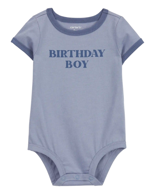 Baby Birthday Boy Short-Sleeve Bodysuit - Blue
