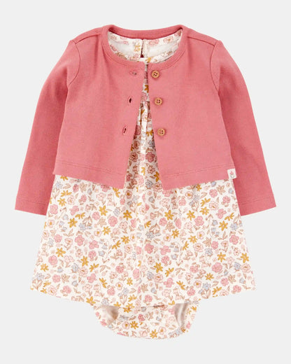 Baby 2-Piece Bodysuit Dress & Cardigan Set