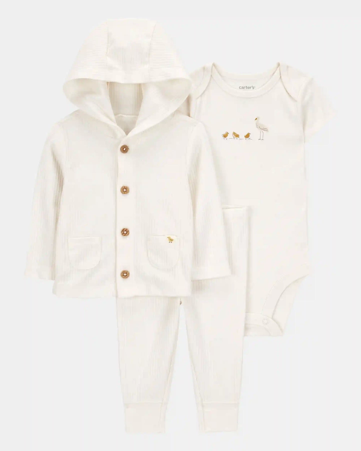 Baby 3-Piece Chick Little Cardigan Set - Ivory