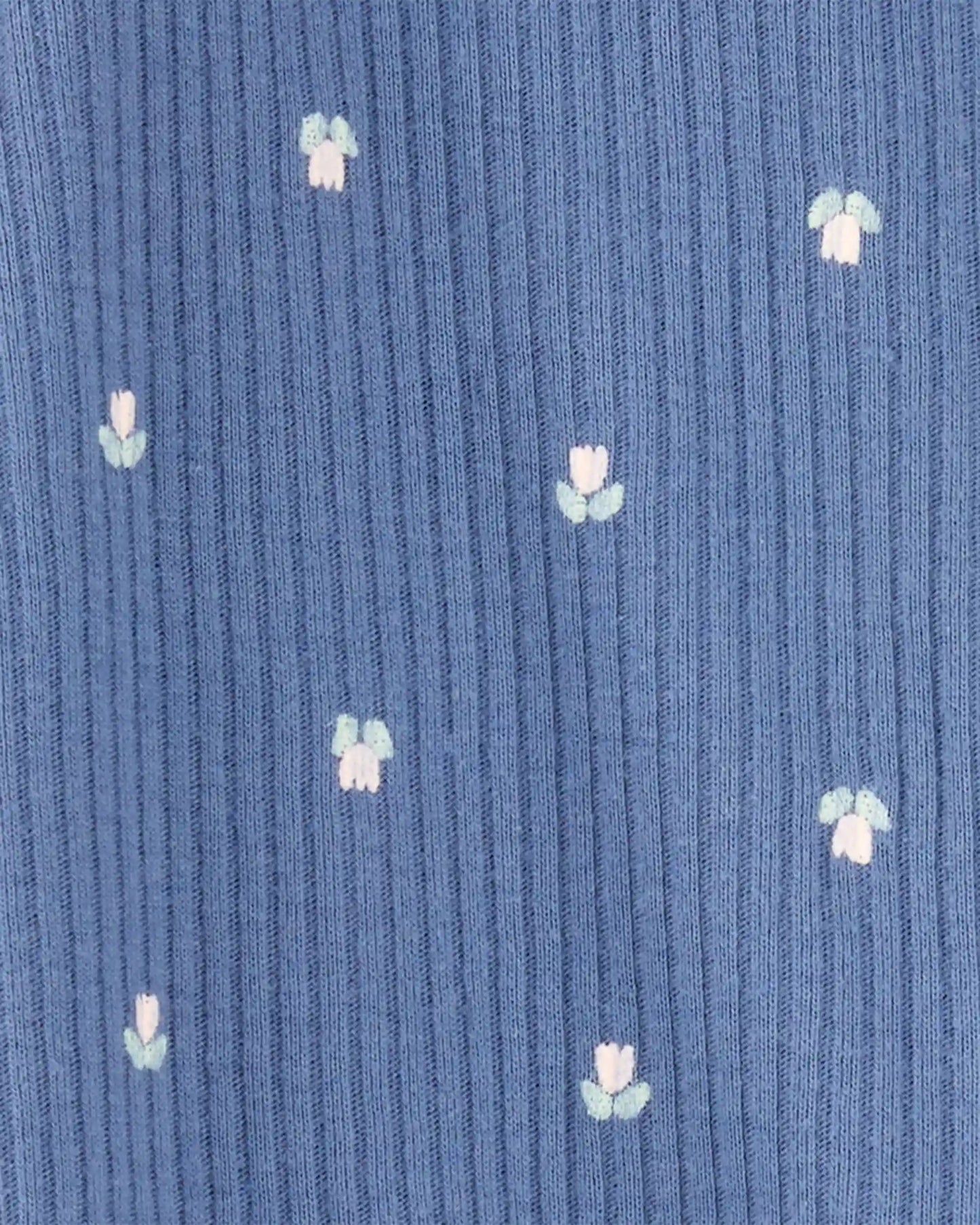 Baby Girl Mini Floral 2-Way Zip Ribbed Sleep & Play Pajamas - Blue