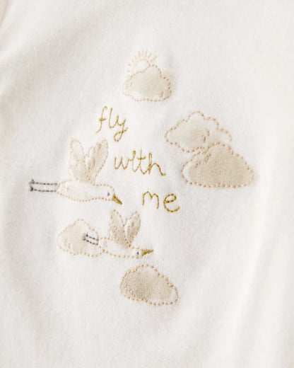 Baby 4-Piece Cloud Print Outfit Set - White/Tan