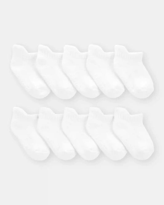 Baby Boy 10-Pack No Show Socks - White