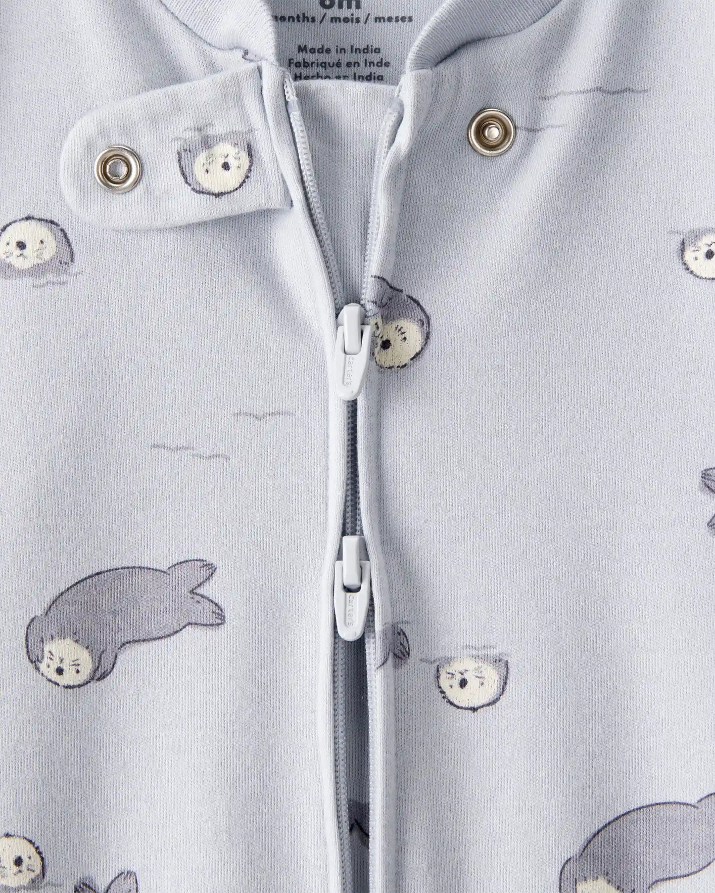 Baby Otter Print 100% Cotton Long-Sleeve Snug Fit Sleep & Play Pajamas - Blue