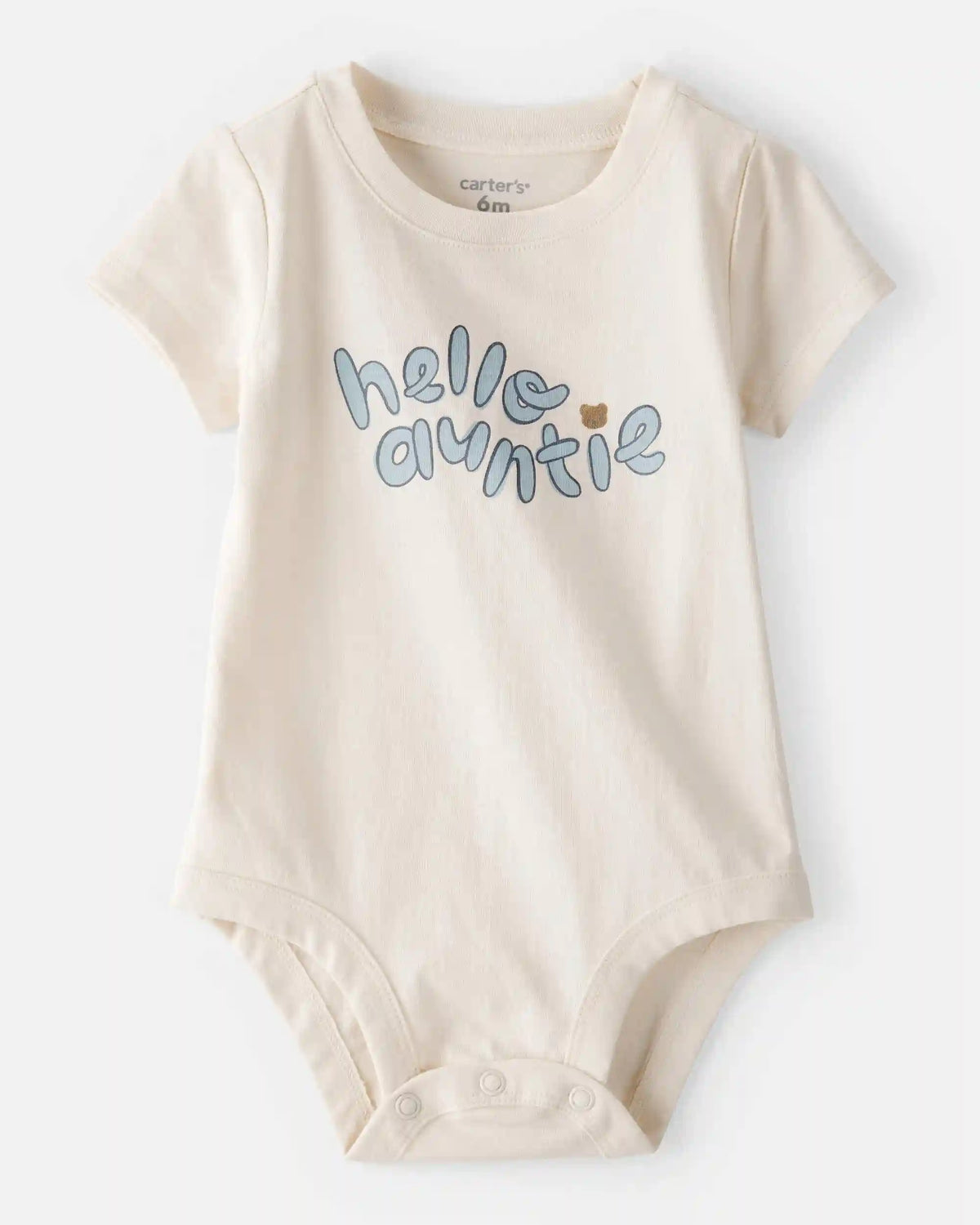 Baby 'Hello Auntie' Short-Sleeve Graphic Bodysuit - Cream