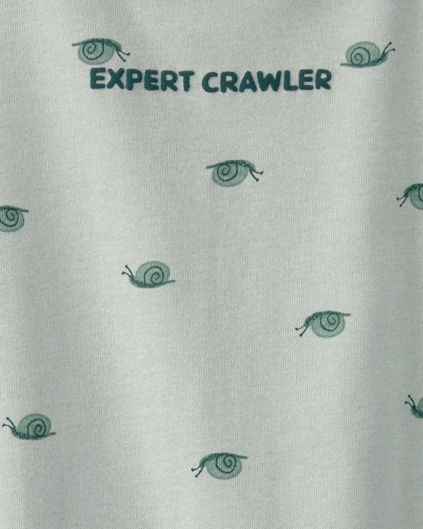 Baby Boy 'Expert Crawler' Snail Short-Sleeve Romper - Green