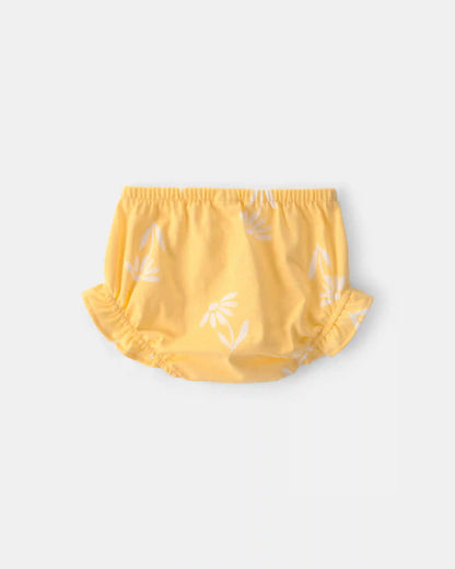 Baby Girl 3-Piece Flower Outfit Set - Yellow/White