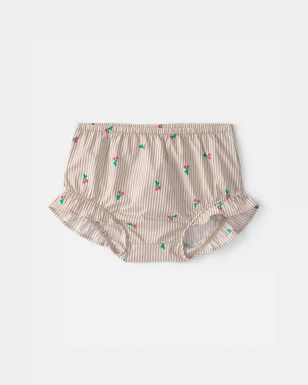 Baby Girl 3-Piece Cherry Striped Outfit Set - Beige/White