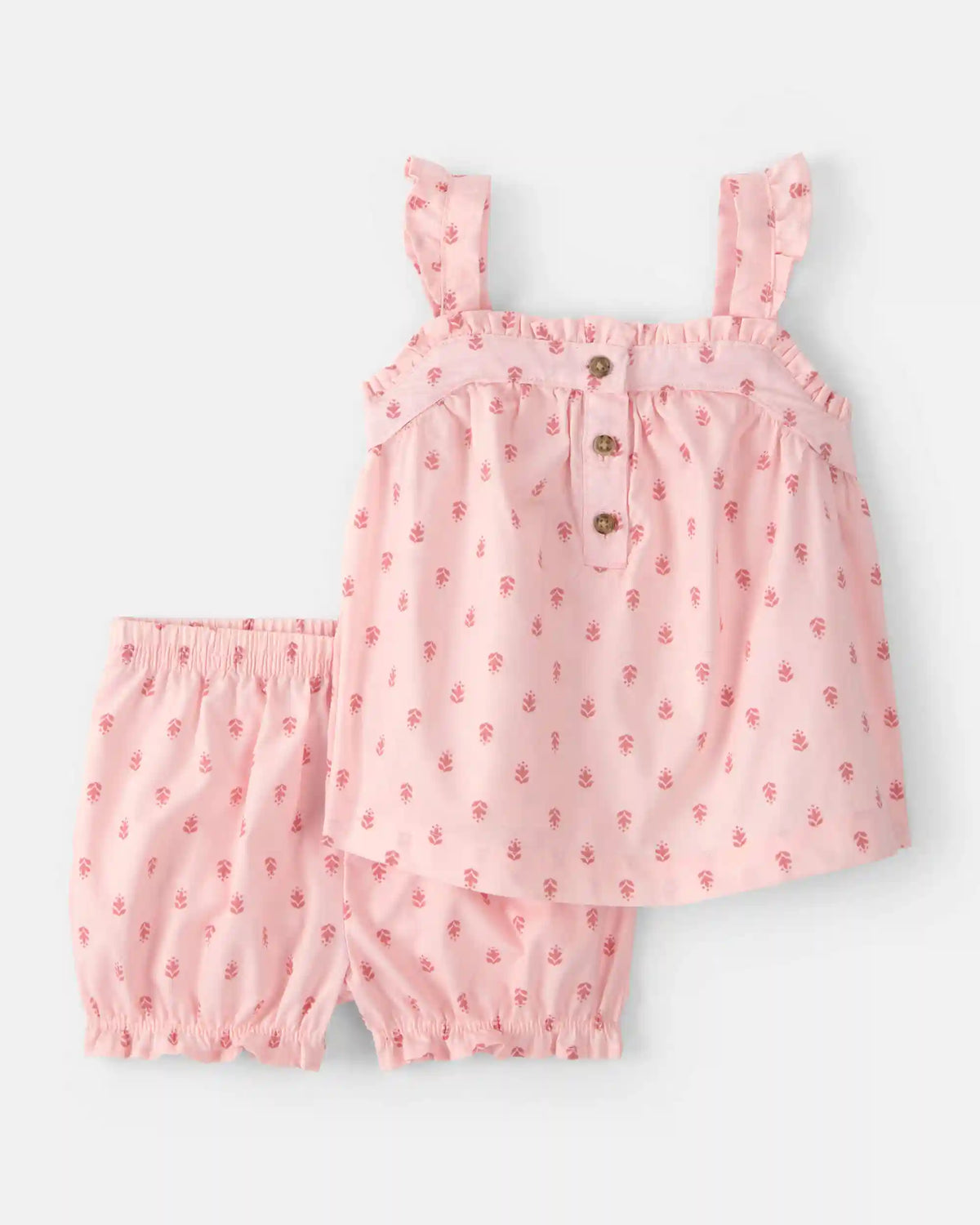 Baby Girl 3-Piece Flutter Sleeve Outfit Set - Pink