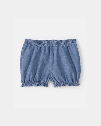 Baby Girl 3-Piece Chambray Outfit Set - Blue/Pink