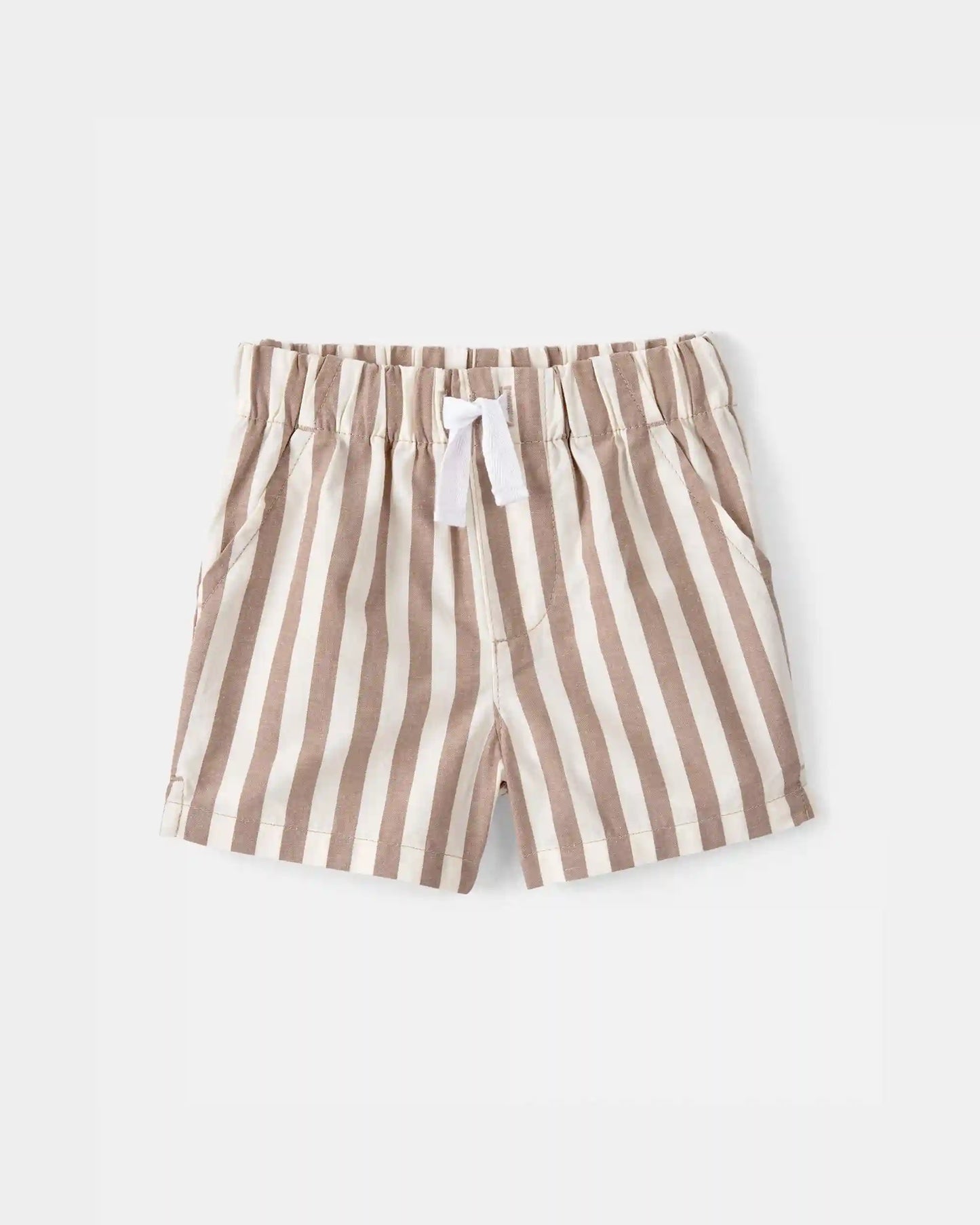 Baby Boy 3-Piece Beach Striped Outfit Set - Brown/White