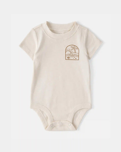 Baby Boy 3-Piece Beach Striped Outfit Set - Brown/White