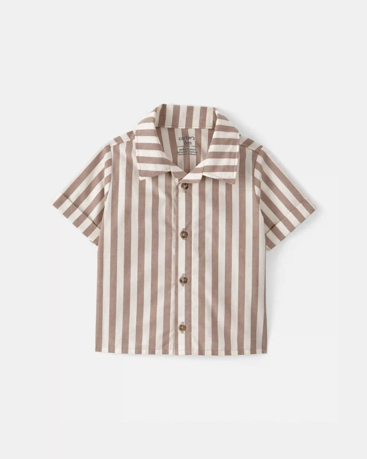 Baby Boy 3-Piece Beach Striped Outfit Set - Brown/White
