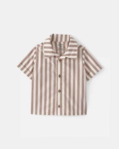 Baby Boy 3-Piece Beach Striped Outfit Set - Brown/White