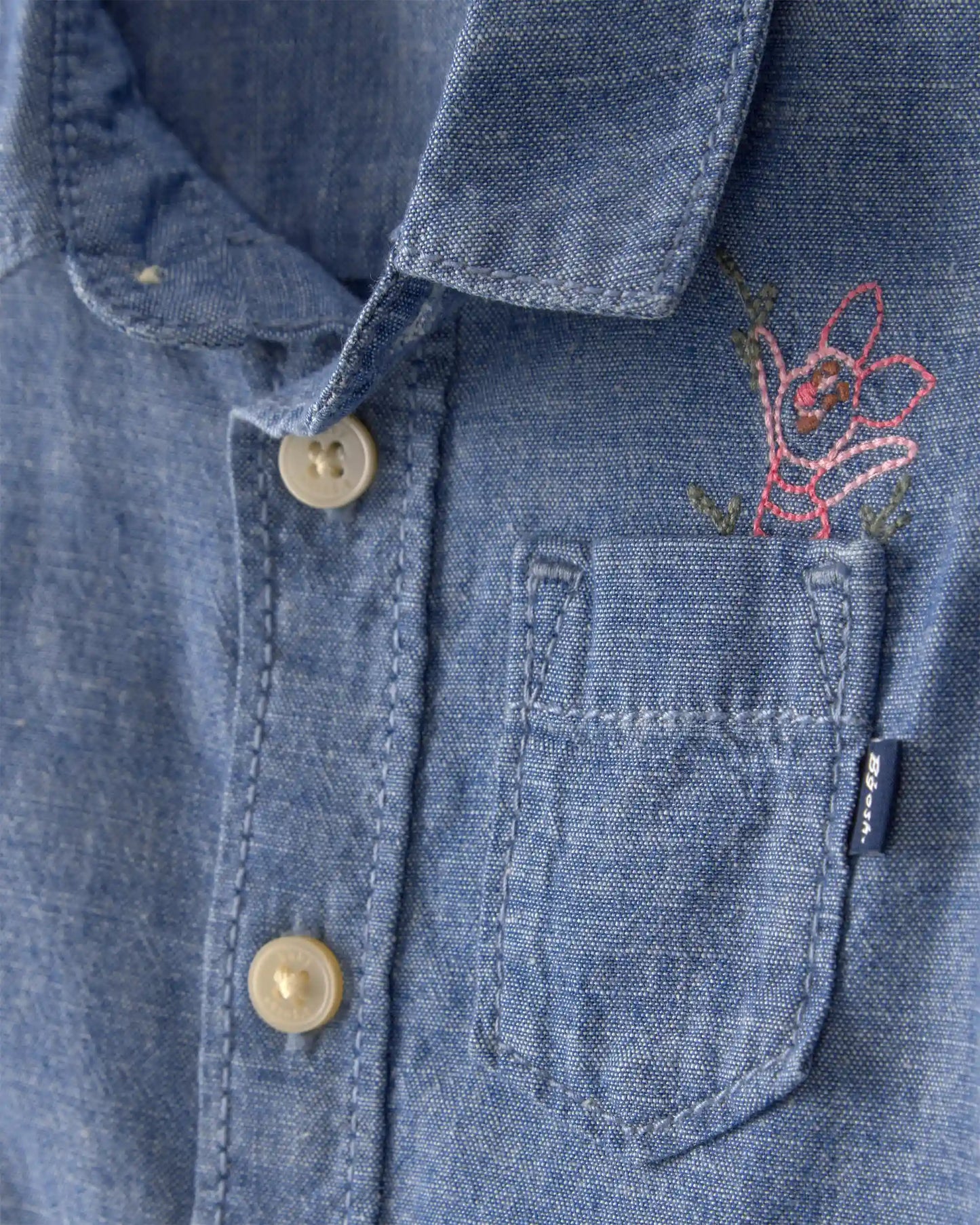 Baby Boy Disney© Winnie the Pooh Chambray Embroidered Button-Down Shirt - Medium Wash
