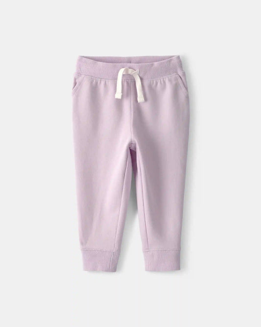 Baby Girl Drawstring Knit Joggers - Purple