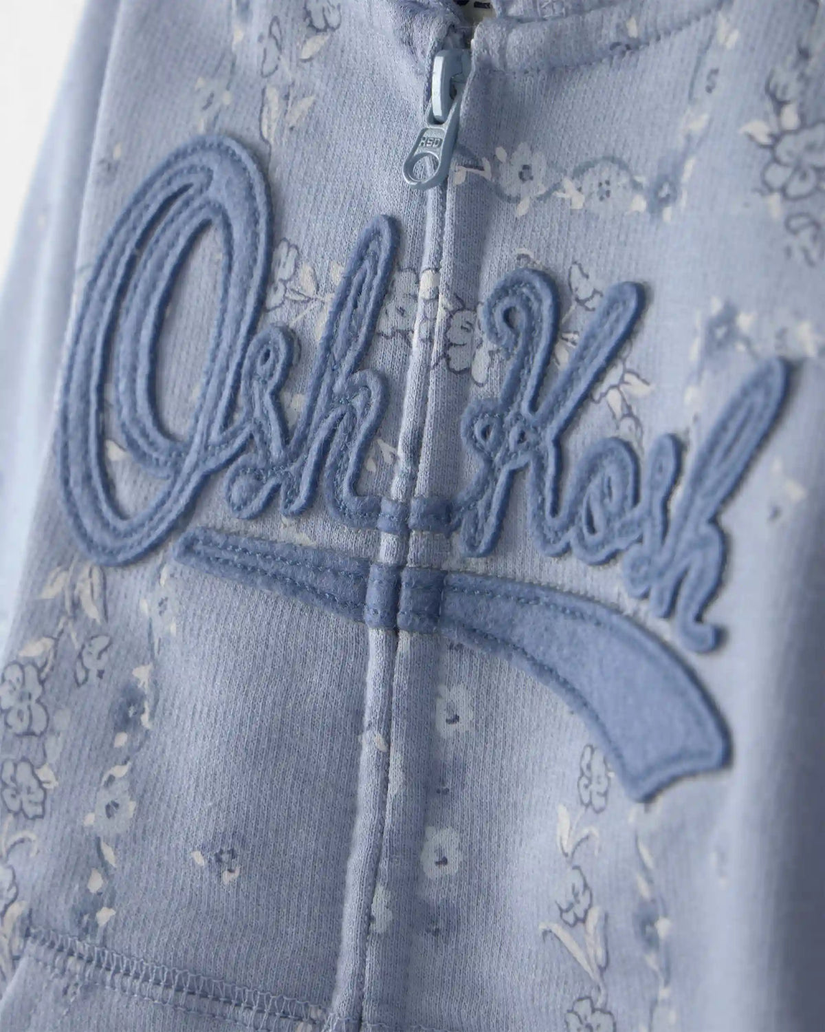 Baby Girl Floral OshKosh Logo Zip-Up Hoodie - Blue