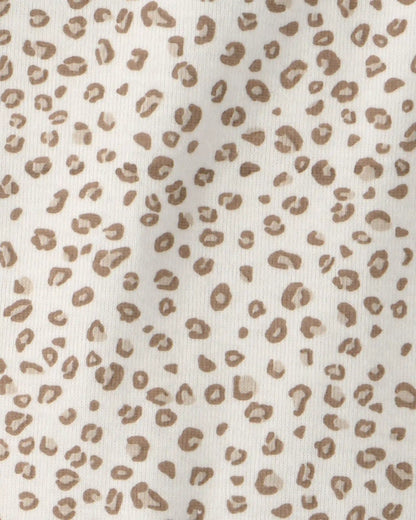 Baby Girl 3-Piece Cheetah Top, Bodysuit & Short Set - Khaki/Ivory