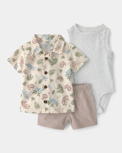 Baby Boy 3-Piece Desert Short-Sleeve Top & Short Set