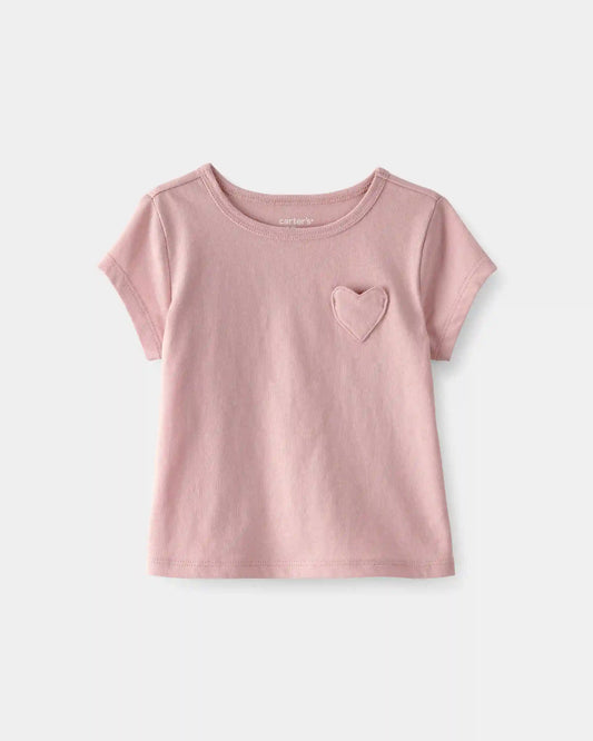 Baby Girl Heart Pocket Top - Pink
