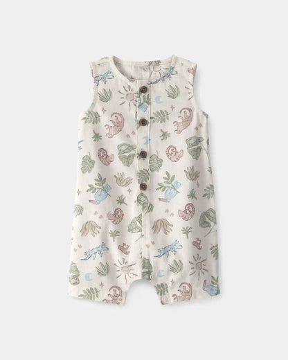 Baby Boy Desert Sleeveless Romper - Beige
