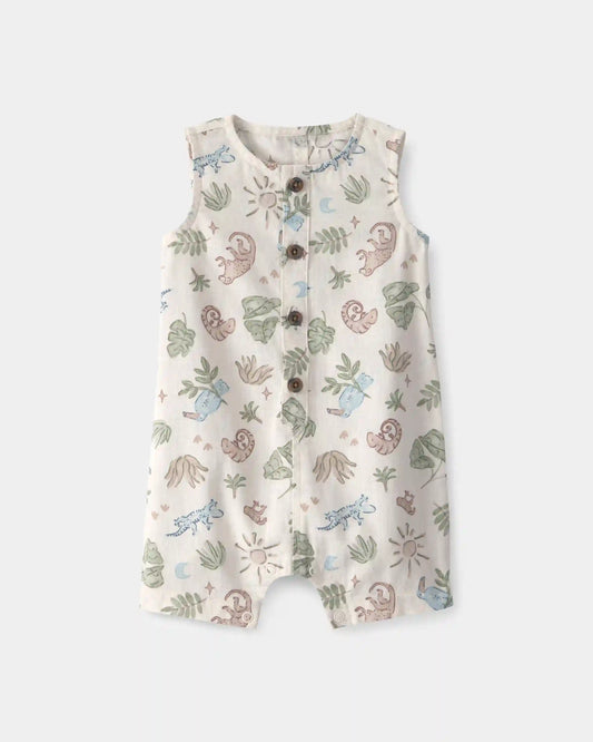 Baby Boy Desert Sleeveless Romper - Beige
