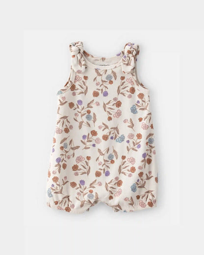 Baby Girl Floral Sleeveless Romper - Ivory