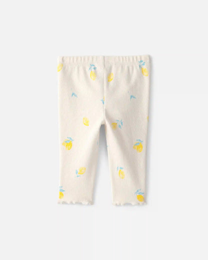 Baby Girl Lemon Rib Pants - Ivory