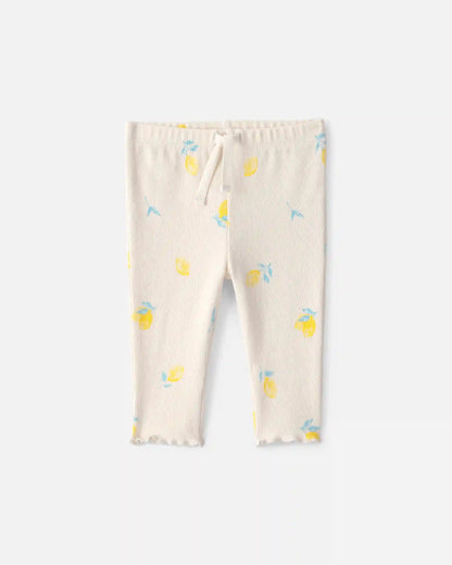Baby Girl Lemon Rib Pants - Ivory