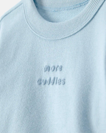 Baby 'More Cuddles' French Terry Pullover Sweatshirt - Blue