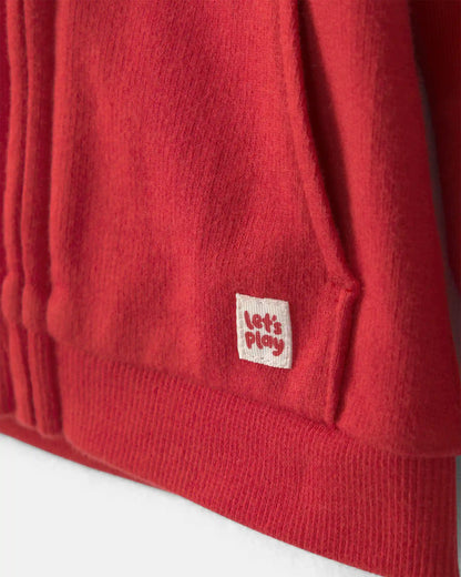 Baby Boy French Terry Zip-Up Hoodie - Red