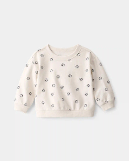 Baby Soccer French Terry Pullover Sweatshirt - Ivory