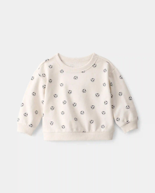 Baby Soccer French Terry Pullover Sweatshirt - Ivory