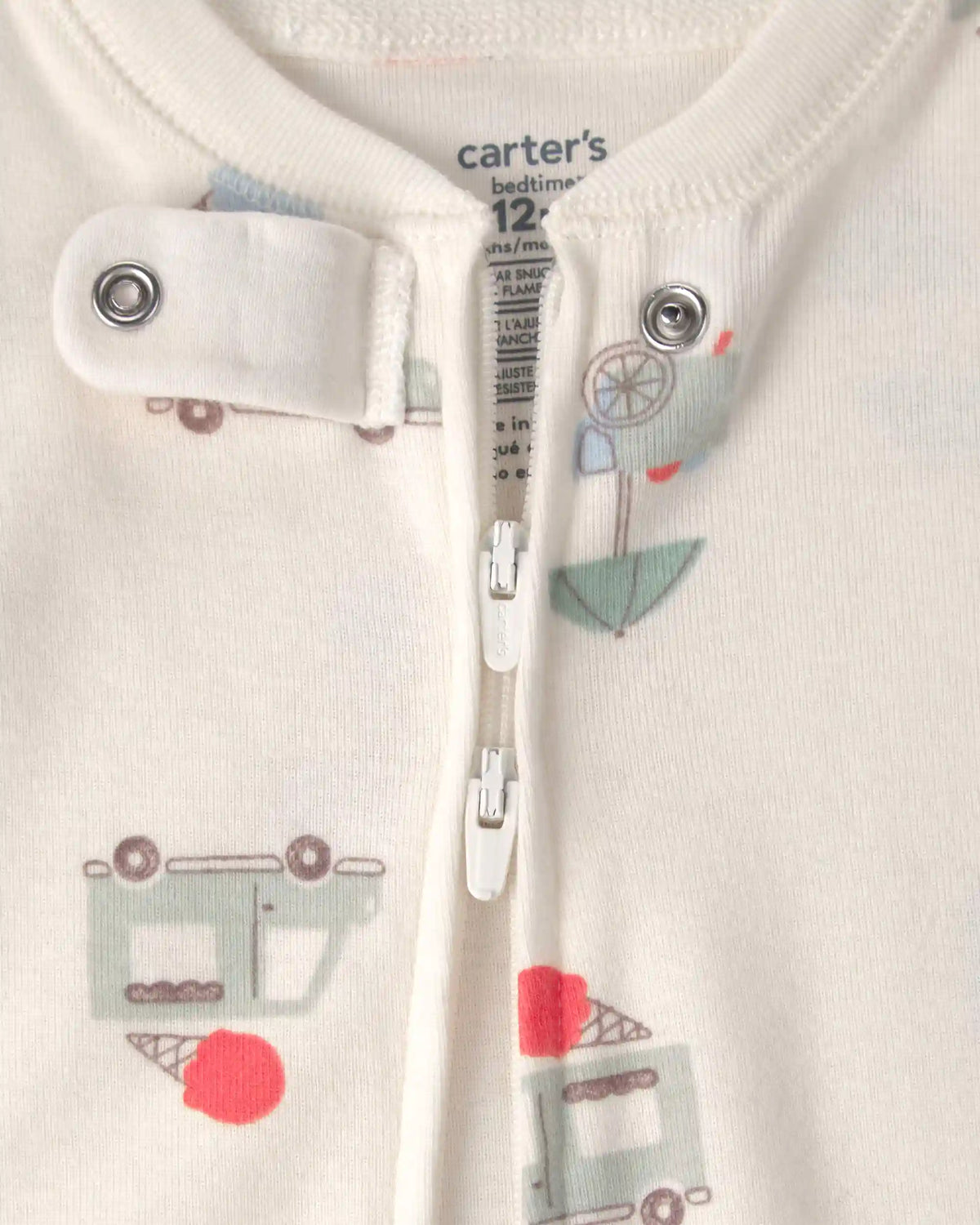 Baby 2-Pack Ice Cream Truck 100% Cotton Snug Fit 1-Piece Pajama - Blue/Ivory