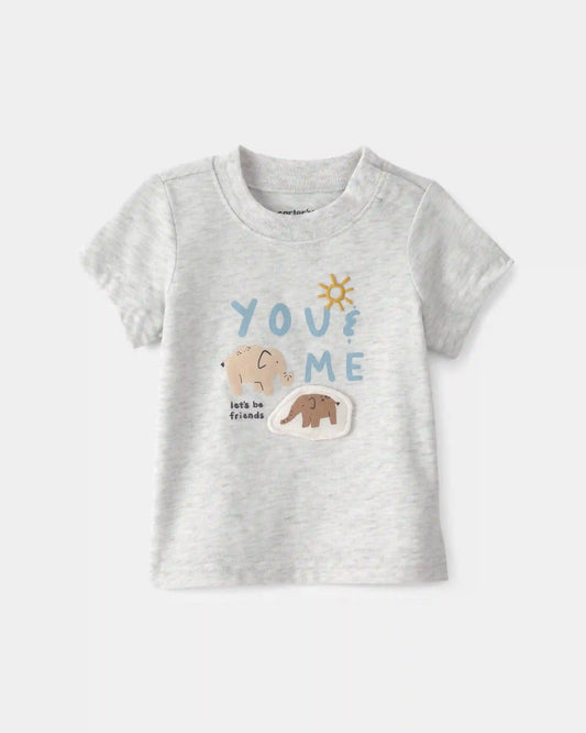 Baby 'Let's Be Friends' Graphic Tee - Grey