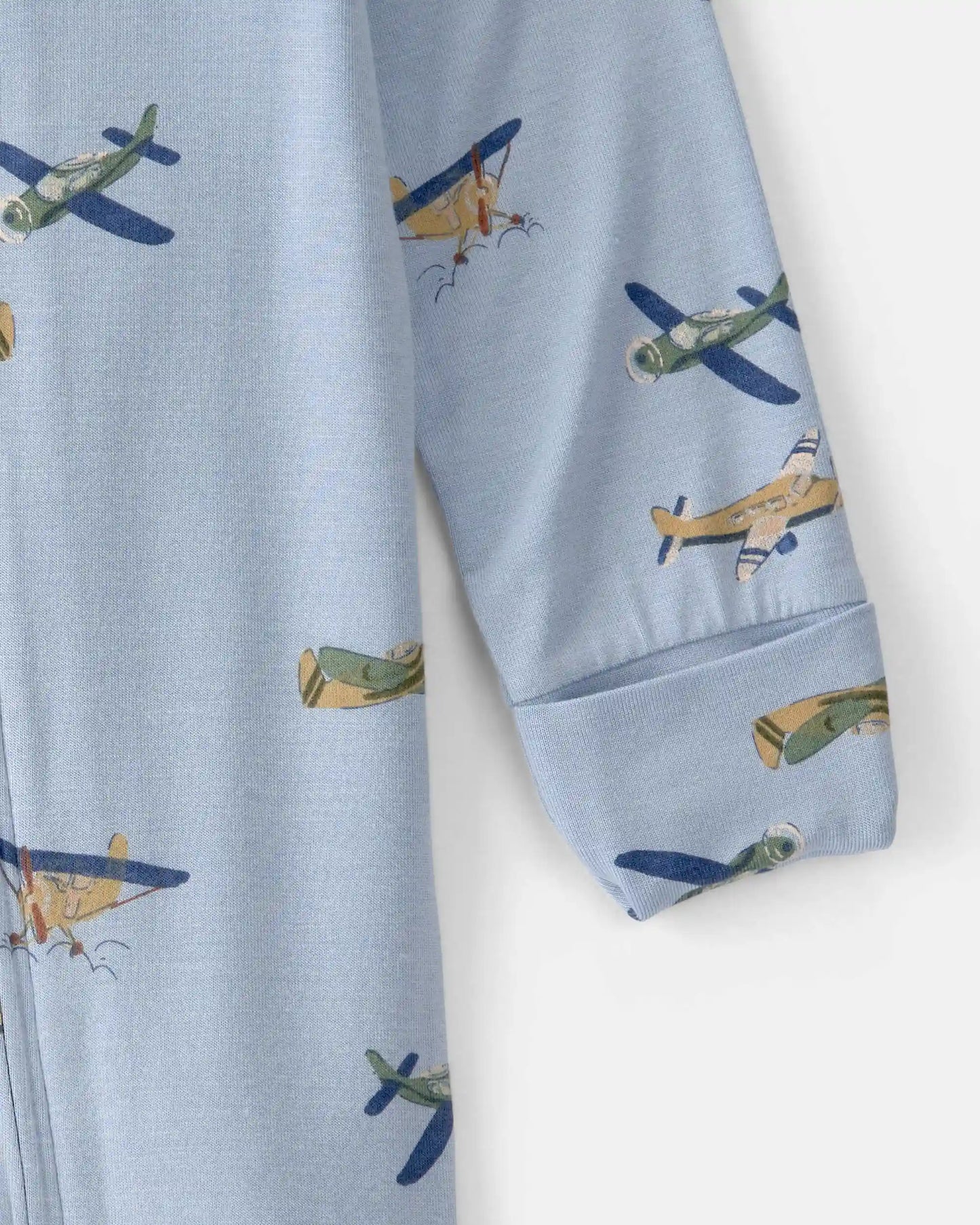 Baby Boy Plane 2-Way Zip PurelySoft Sleep & Play Pajama - Blue