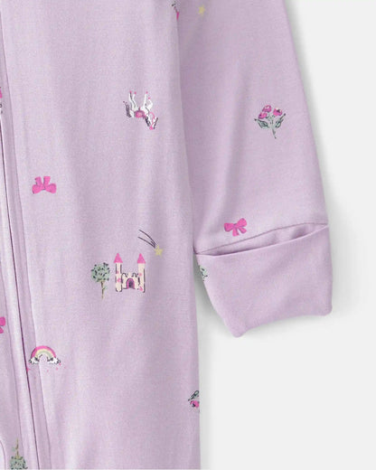 Baby Girl Fairytale 2-Way Zip PurelySoft Sleep & Play Pajama - Purple