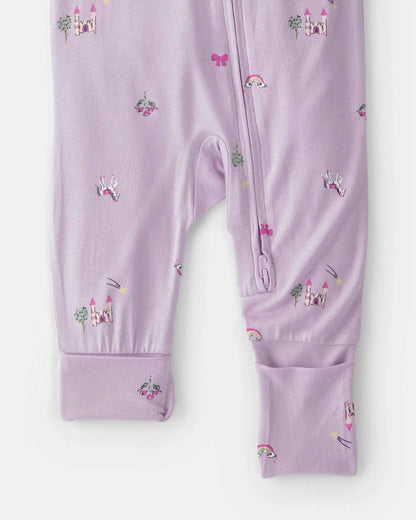 Baby Girl Fairytale 2-Way Zip PurelySoft Sleep & Play Pajama - Purple