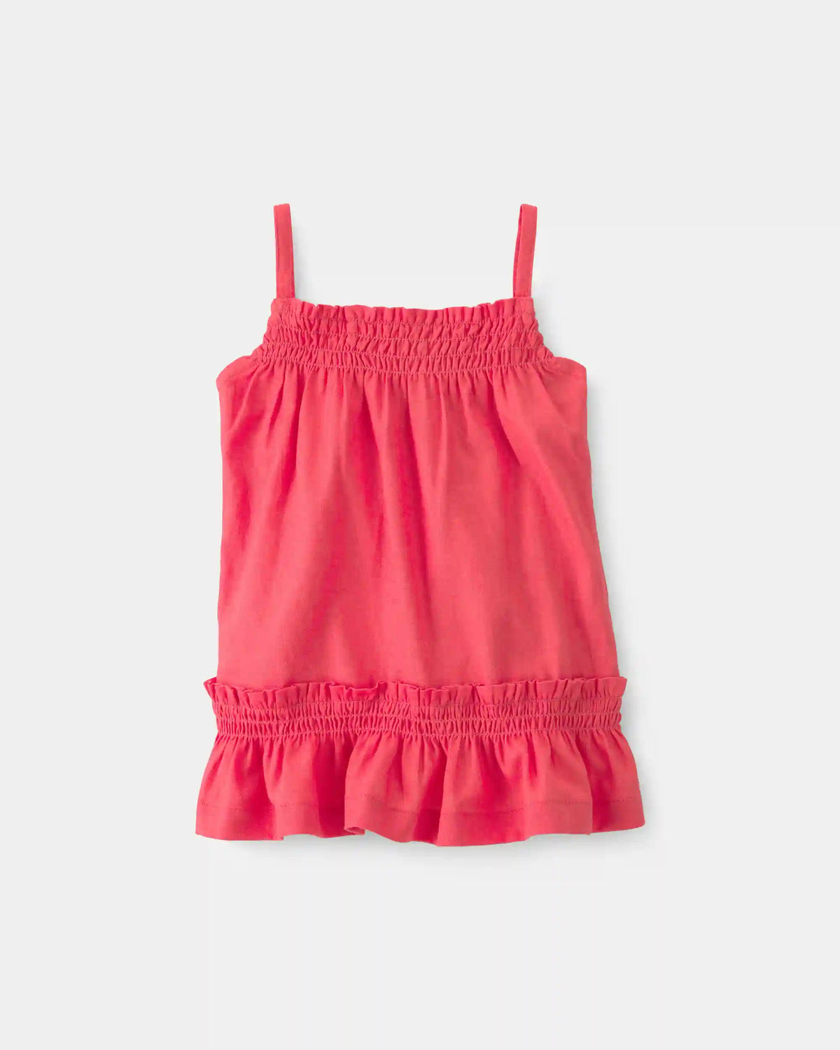 Baby Girl 2-Piece Linen Sleeveless Dress Set - Coral
