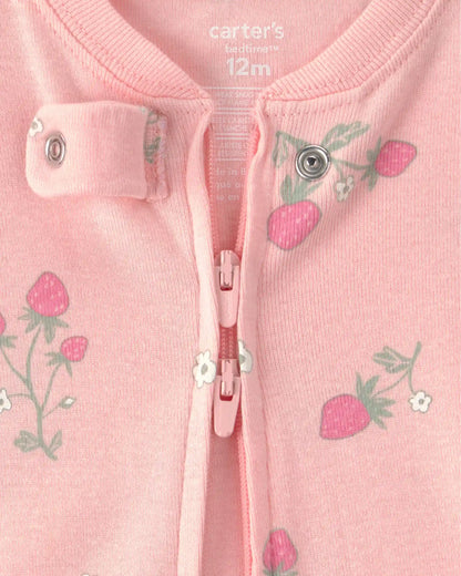 Baby Girl 2-Pack Strawberry Floral Snug Fit 1-Piece Pajama - Pink